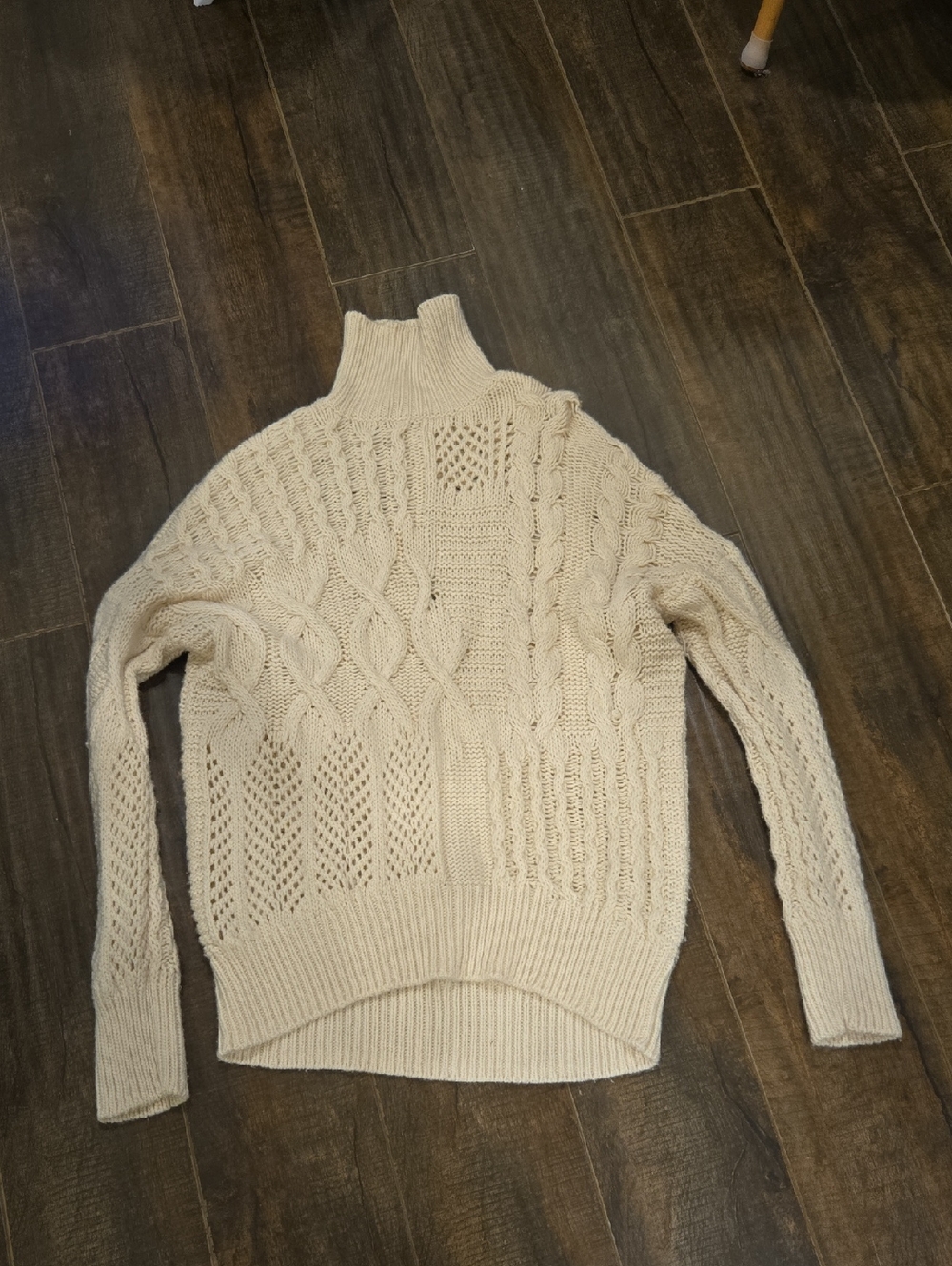 Athleta Bedford Cream Cable Knit Turtleneck Sweater